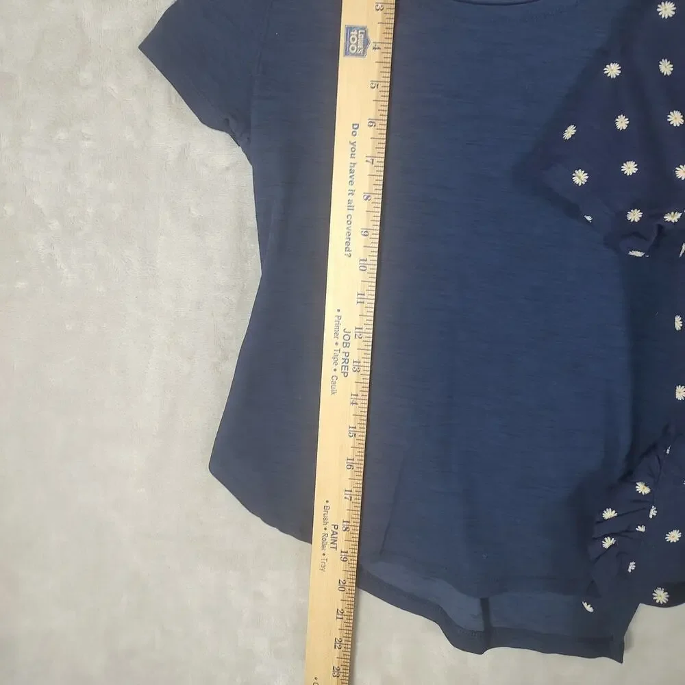 Girls Old Navy Lot of 2 Top Medium (8) Blue & Blue w/ White Flowers 1 NWT 1 Used